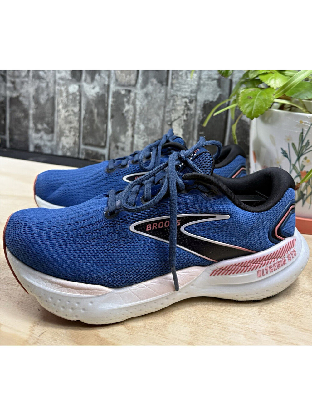 Brooks Glycerin GTS Men’s Running Shoes Breathable Mesh US 8D Blue/White/Black